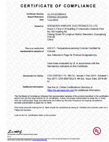 温控器UL认证（部分）